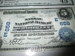 5 $ 1902 Brooklyn New York Ny Note De La Banque Nationale De Billets Bill # 658 Choix Xf