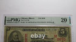 5 $ 1902 Chicago Illinois IL Sceau Rouge Monnaie Nationale Bill #2670 Vf20