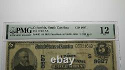 5 $ 1902 Colombie Caroline Du Sud Monnaie Nationale Note De La Banque Bill #9687 Pmg F12