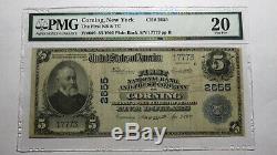 5 $ 1902 Corning New York, Banque Nationale Monnaie Note Bill Ch # 2655 Pmg! Vf20