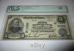 5 $ 1902 De Land Illinois IL Banque Nationale Monnaie Note Bill! Ch. # 5699 Vf