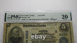 $5 1902 Denison Texas Tx National Currency Bank Note Bill Ch. #3058 Vf20 Pmg