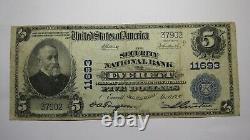$5 1902 Everett Washington Wa Monnaie Nationale Banque Note Bill Charte #1693 Vf