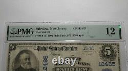 5 $ 1902 Fairview New Jersey Nj Monnaie Nationale Note De La Banque Bill #12465 Pmg F12