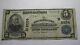 $ 5 1902 Granite City Illinois Il Banque Nationale Monnaie Note Bill! Ch. # 6564
