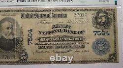 $5 1902 Henderson Caroline Du Nord Nc Monnaie Nationale Banque Note Bill Ch. Numéro 7564