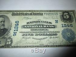 5 $ 1902 Holyoke Massachusetts Ma Billets De Banque Nationaux En Billets De Banque Bill Ch. # 1246 Rare