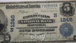 $5 1902 Holyoke Massachusetts Monnaie Nationale Note Banque Bill 1246 Hadley Falls