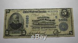 5 $ 1902 Jacksonville En Floride Fl Banque Nationale Monnaie Note Bill! Ch. # 6888 Fin