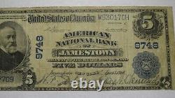 $5 1902 Jamestown New York Ny Banque De Monnaie Nationale Note Bill! Ch. #9748 Fine