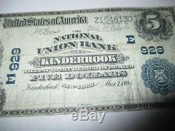 5 1902 $ Kinderhook New York Ny Banque De Monnaie Nationale Note Bill Ch. # 929 Amende
