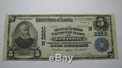 5 $ 1902 Lewiston Maine Me Billet De Banque National! Ch. # 2260 Vf! Rare