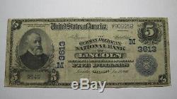 $ 5 1902 Lincoln Illinois IL Billet De Banque National Monnaie Bill Ch. 3613 Titre Rare