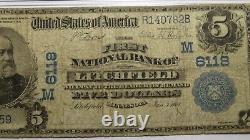 5 $ 1902 Litchfield Minnesota Mn Monnaie Nationale Banque Note Bill #6118 F12 Pmg