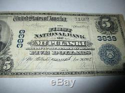 $ 5 1902 Mount Pulaski Illinois IL Monnaie Nationale Billet De Banque # 3839 Fine Mt