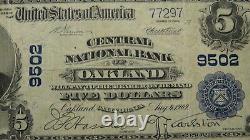 5 $ 1902 Oakland California Ca National Currency Bank Note Bill Charter #9502 Vf