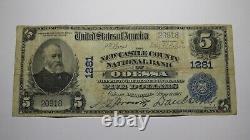 $5 1902 Odessa Delaware De National Currency Bank Note Bill Ch. #1281 Très Bien