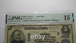 $5 1902 Paris Texas Tx Monnaie Nationale Bill De La Banque! Ch. #3638 Amende 15 Pmg