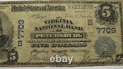 5 $ 1902 Petersburg Virginia Va Banque Nationale Monnaie Note Bill! Ch # 7709 Rare
