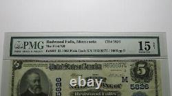 $5 1902 Redwood Falls Minnesota Mn. Monnaie Nationale Note De La Banque Projet De Loi 5826 Pmg F15