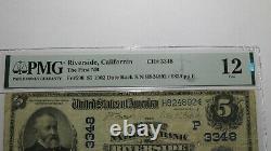 $5 1902 Riverside California Ca National Currency Bank Note Bill Ch. Numéro 3348 Pmg