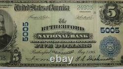 5 $ 1902 Rutherford New Jersey Nj Monnaie Nationale Banque Note Bill Ch #5005 Fine+
