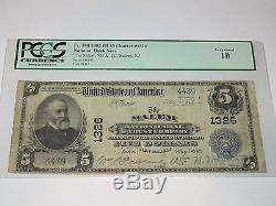 $ 5 1902 Salem New Jersey Nj Note De La Banque Monétaire Nationale Bill! # 1326 Pcgs Graded