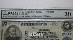 5 $ 1902 Toms River New Jersey Nj Billet De Banque National En Dollars Ch. # 2509 Vf