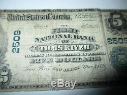 $ 5 1902 Toms River New Jersey Nj Note De La Banque Nationale De Billets De Billets! Ch # 2509 Rare
