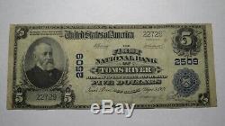 5 $ 1902 Toms River Nj New Jersey Banque Nationale Monnaie Note Bill! Ch # 2509 Fin