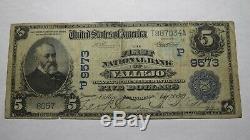 5 $ 1902 Vallejo Californie Ca Banque Nationale Monnaie Note Bill! # 9573 Date De Retour