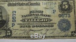5 $ 1902 Vallejo Californie Ca Banque Nationale Monnaie Note Bill! # 9573 Date De Retour