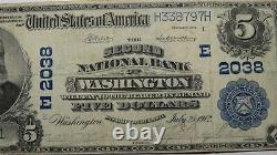 5 $ 1902 Washington D. C. Banque Nationale Monnaie Note Le Projet De Loi # 2038 District Columbia