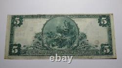 $5 1902 West Chester Pennsylvania Ap National Monnaie Banque Note Bill #148 Vf+++
