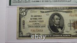 5 1929 Albertville Alabama Al Monnaie Nationale Banque Note Bill Ch. #11820 Vf25