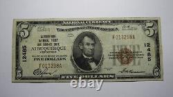 5 1929 Albuquerque Nouveau-mexique Nm Monnaie Nationale Bill #12485 Vf+