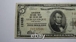 5 1929 Albuquerque Nouveau-mexique Nm Monnaie Nationale Bill #12485 Vf+