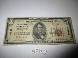 5 $ 1929 Arcanum Ohio Oh Banque De Billets De Banque Nationale Note Bill! Ch. # 4839 Amende