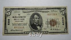 5 $ 1929 Belleville Pennsylvanie Pa National Bank Note Bill! # 5306 Vf ++