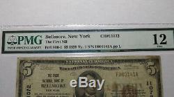 5 $ 1929 Bellmore New York, Ny Banque Nationale Monnaie Note Bill Ch. # 11072 Pmg F12