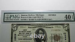 $5 1929 Benton Harbor Michigan MI Monnaie Nationale Note De Banque Bill #10529 Xf40