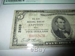 5 $ 1929 Billet De Banque En Monnaie Nationale Clinton Iowa Ia Ia Bill Ch. # 2469 Classé Pcgs