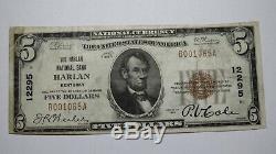 5 $ 1929 Billet De Banque En Monnaie Nationale Harlan Kentucky Ky Bill Ch. # 12295 Fin