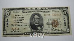 5 $ 1929 Billet De Banque National De Mers Hershey Pennsylvania Pa National Bill Ch. # 12668 Vf +