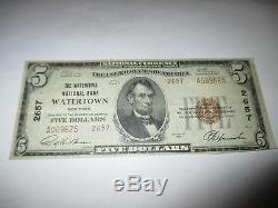 5 $ 1929 Billet De Banque National En Devise De Watertown New York, Ny, Bill Ch. # 2657 Vf