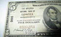 5 $ 1929 Billet De Billet De Banque De La Monnaie Nationale Massachusetts Massachusetts Ma! Ch # 986 Bien