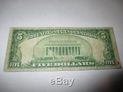 5 $ 1929 Billet De Billet De Banque En Monnaie Nationale De Worcester Massachusetts Ma! # 1135 Fin