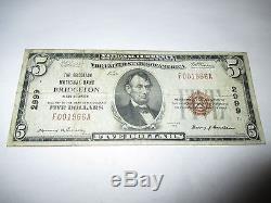 5 $ 1929 Bridgeton New Jersey Nj Banque De Monnaie Nationale Note Bill Ch. # 2999 Rare