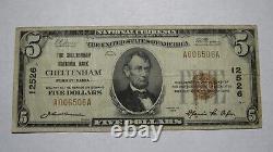 $5 1929 Cheltenham Pennsylvania Ap National Monnaie Banque Note Bill! Ch. #12526