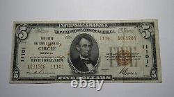 5 1929 Circle Montana Mt Monnaie Nationale Banque Bill Charte #1101 Rare